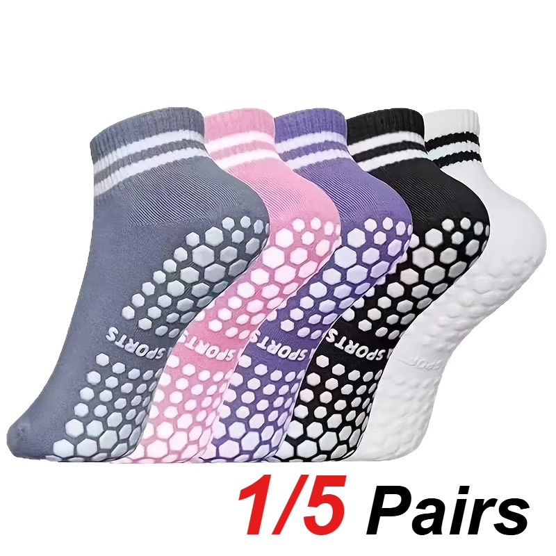Pilates With Yoga - 1/5 Paar Damen-Silikon-Anti-Rutsch-Socken für Pilates, Yoga,