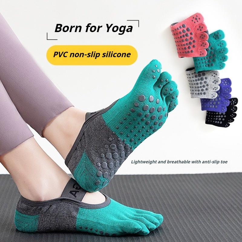 Pilates With Yoga - Professionelle Pilates Anti-Rutsch-Fünf-Finger-Knöchelsocken für Damen, atmungsaktive