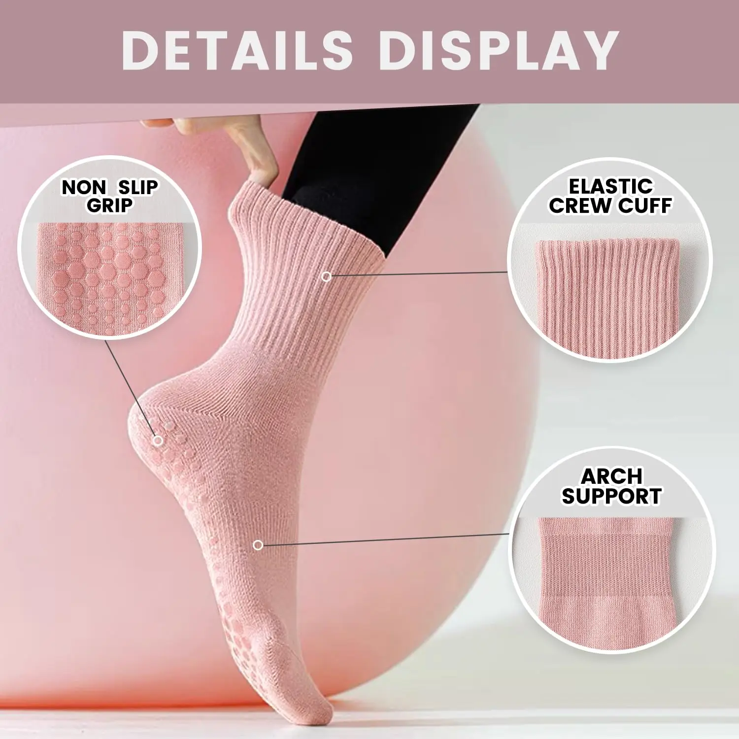 4 Paar Damen-Yoga-Socken, einf – Pilates With Yoga Bewertung und Preis
